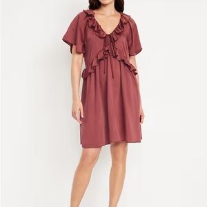 Old Navy Maroon Ruffle Dress